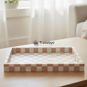 Bandeja Móvil Moderna de Lujo con Incrustaciones de Hueso, Decorativa para Servir, Ideal para Decoración de Comedor, por Tradebyd - Product Image 2