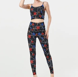 Ensembles de sport 5 pièces sans coutures, color block, tenues de yoga, shorts, leggings, crop top, gym - Product Image 4