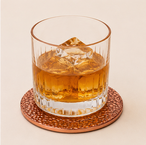 Handcrafted Hammered Pure Copper Coaster Set Of 4 Round Metallic Drink <b>Mats</b> For Moscow Mule Mug Luxury Home & <b>Bar</b> Tabletop Decor - Product Image 2