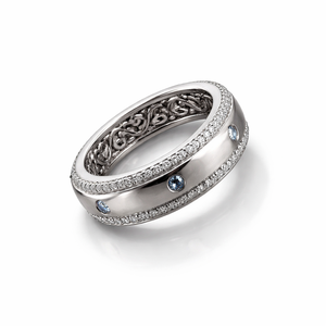 925 Sterling <b>Silver</b> Wide Band <b>Ring</b> Diamond Stones Classic Luxury Women Wedding Anniversary Party Gift Jewelry - Product Image 1