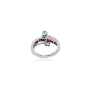 Elegante Anillo de Plata de Ley 925 con Banda Cruzada y Gema de Esmeralda 100% Auténtica para Mujer, Accesorios para Compromiso y Boda - Product Image 6