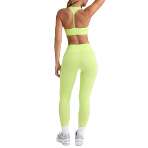 Conjunto de sujetador deportivo de yoga de cintura alta, ligero y de color liso, talla grande, 2 piezas, ropa deportiva para gimnasio y entrenamiento para mujer, al por mayor - Product Image 6