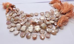 AAA Moonstone Coated Faceted Hut Shape Beads 12x14-14x18 MM Moonstone Hut Gemstone Beads 8 Inch Coated Moonstone Fancy Shape - Product Image 5