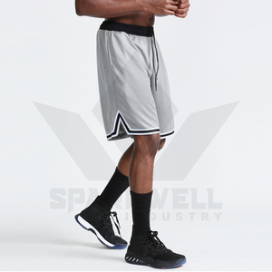 Men's Black <b>Knee</b> <b>Length</b> Athletic <b>Shorts</b> <b>White</b> Side Stripe Elastic Waist Sporty Training 100% Polyester Quick Dry Drawstring - Product Image 6