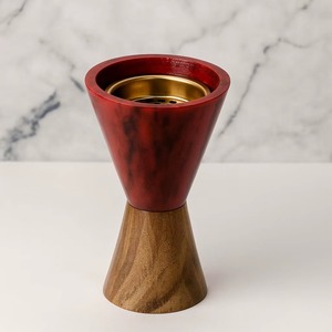Quemador de Incienso de Resina y Madera Hecho a Mano de Primera Calidad, Bola Dorada Central, para Meditación Religiosa, Yoga, Aromaterapia, Estilo Rústico - Product Image 1
