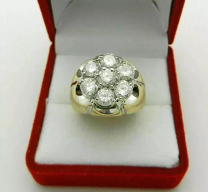 Real Moissanite Cluster Wedding <b>Ring</b> for <b>Men</b> & Women Gold Plated 925 Silver Engagement Promise <b>Ring</b> Unique Gifts Proposal <b>ring</b> - Product Image 1