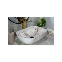 Haute qualité marron Portable lavabo à main comptoir salle de bain évier Table céramique Art bassin sanitaire pour salle à manger