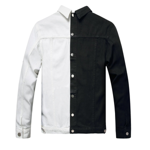 Chaqueta Vaquera Reversible para Hombre, Negra y Blanca, Cuello Alto, Corte Ajustado, Casual, Resistente al Viento, Ecológica, Estilo Urbano, Gruesa - Product Image 3