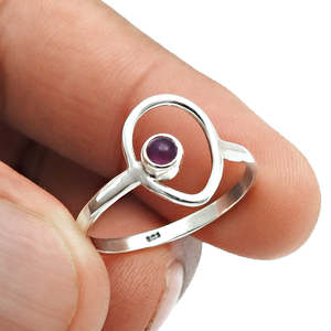 Best Quality 925 Sterling <b>Silver</b> <b>Statement</b> <b>Ring</b> Comes With Natural Round Cut Amethyst Gemstone Custom Boho Jewelry For Women - Product Image 2