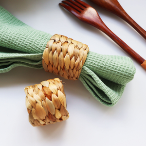 Handmade Water Hyacinth Boho Napkin Rings Rustic Farmhouse and Beach-Inspired Rattan Napkin Rings for Elegant <b>Table</b> Decoration - Product Image 3