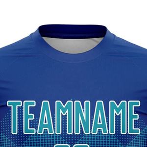 เสื้อทีมแบบกำหนดเอง สีน้ำเงินไล่เฉด พิมพ์ลายแบบระเหิด เสื้อกีฬาแขนสั้น ระบายอากาศได้ดี น้ำหนักเบา ชื่อและหมายเลขส่วนตัว - Product Image 4