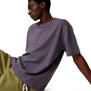 T-shirt respirant pour homme, prix d'usine, 100% coton, épaules tombantes, coupe ample, séchage rapide, col rond, t-shirt d'été surdimensionné - Product Image 3