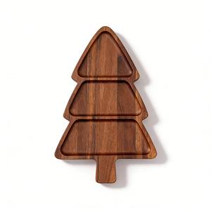 Plateau de service décoratif en bois en forme d'arbre, à compartiments, pour noix, fruits secs, apéritifs et présentation de table - Product Image 6
