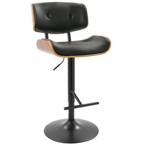 Tabouret de bar réglable Lombardi Mid Century Modern en noyer avec simili cuir noir par - Product Image 2