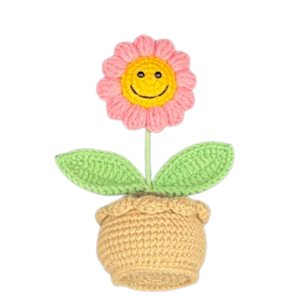 Muñeco de Ganchillo Hecho a Mano al por Mayor con Temática Floral de Girasol Sonriente, Planta en Maceta, Muñeco de Hilo, Regalo, Amigurumi, Arte en Papel, Vietnam - Product Image 2