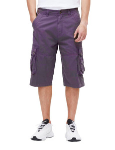 Shorts cargo décontractés d'été pour la randonnée, taille élastique, décoration numérique vintage, couleur unie, longueur genou, tricoté - Product Image 3