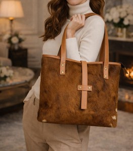 Sac fourre-tout multifonction en cuir de vachette de luxe avec fourrure pour femme, sac à main tendance brodé, été automne, Premium LHTB-0065 - Product Image 5