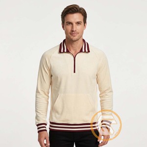 Sweat-shirt d'hiver personnalisé Alpha Solid 100% coton molletonné brodé à col rabattu et fermeture éclair quart de tour pour hommes de fraternité - Product Image 3