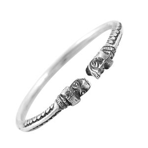 <b>Silver</b> Mountain Dual Skull Sterling <b>Silver</b> Open <b>Cuff</b> Charm <b>Bracelet</b>/Bangle with Antique <b>Silver</b> Finish Oxidized Look Cute Design - Product Image 1