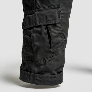 Pantalon cargo noir pour homme, plusieurs poches, respirant, poids moyen, 100% coton, style workwear, fermeture à cordon, automne - Product Image 4