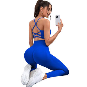ชุดโยคะเอวสูงสำหรับผู้หญิง ระบายอากาศได้ดี พร้อมบราในตัว กระชับสัดส่วน ไร้ตะเข็บด้านหน้า ยกกระชับสะโพก ลายเรียบ - Product Image 1