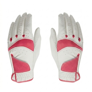 Gants de golf blancs et roses pour femmes, en cuir véritable, antidérapants, respirants, évacuant l'humidité, à enfiler, pour le sport - Product Image 3