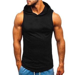 Débardeur à capuche sans manches pour homme, couleur unie, tricoté, coupe ajustée, respirant, blanc, pour l'été, personnalisable, style mode - Product Image 3