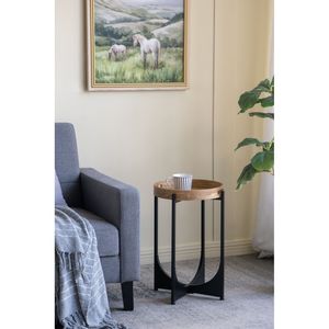 <b>Brown</b> Tray Top Coffee <b>Table</b> 15x15x22\" with Black Geometric Base - Product Image 6