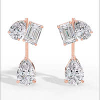 Boucles d'oreilles cascade en or rose 14 carats avec diamants de laboratoire taille poire et pierres multiples, certifiées IGI, diamants de laboratoire fins certifiés IGI