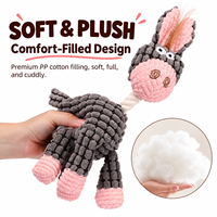 Jouet pour chien en coton écologique en forme de âne, corde à mâcher couineuse, nœud durable pour la dentition des chiens