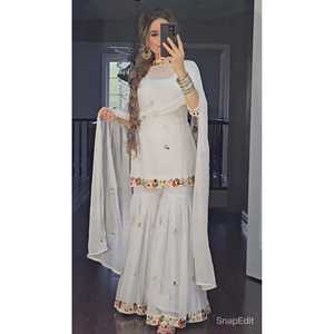 Conjunto de ropa de fiesta para mujer de diseñador Sharara Plazzo Dupatta - Product Image 1