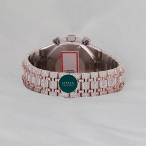 Montre mécanique automatique en acier inoxydable avec diamants Moissanite VVS personnalisés, résistante à l'eau 3 ATM, verre 41 mm, entièrement sertie de pierres, luxe unisexe - Product Image 2