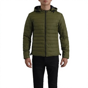 Colección de Invierno, Chaqueta Acolchada con Capucha para Hombre, Color Verde Oliva, Ligera, con Cierre, Estilo Casual, Abrigo de Otoño, Hecho a Medida, Moda Moderna - Product Image 1