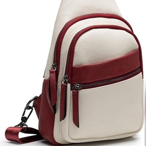 Red & White Leather <b>Sling</b> Bag for Women Large Capacity Crossbody Chest Bag with Quick Access Pockets Wholesale Supplier - Product Image 6