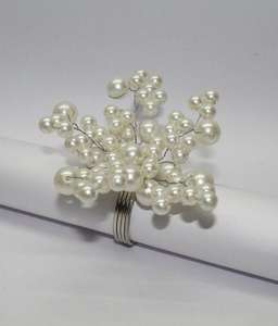 Anneaux de serviette de mariage écologiques en cristal barbu, forme ronde, blanc - Product Image 2