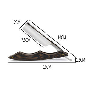 Outils de rasage pour hommes, rasoir et lames, couteau à raser pliable à manche en bois, porte-rasoir droit en acier inoxydable - Product Image 3