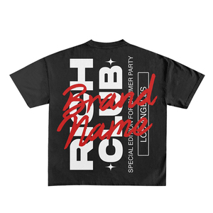 T-shirt noir à manches courtes pour homme, coupe classique, col rond, imprimé lettres, en jersey de coton, style streetwear, de votre marque - Product Image 3