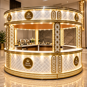 Comptoir de service circulaire moderne classique en acier inoxydable éclairé Aurevanta RoyalCurve pour une utilisation en intérieur et en extérieur, livraison rapide - Product Image 1
