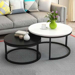 โต๊ะกาแฟ โต๊ะกลางห้องนั่งเล่นทันสมัย โต๊ะกาแฟทรงกลมแบบซ้อนได้ - Product Image 2