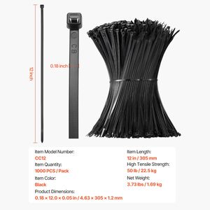 Paquete de 1000 Bridas para Cables de 12 Pulgadas, Bridas de Nailon Resistentes de 50 Libras de Alta Resistencia a la Tracción, Multiusos, Autoblocantes, 100 Piezas/Bolsa - Product Image 3