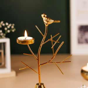 Gold Brass Bird Tree T-Light Candle Holder Decorative <b>Tea</b> Light <b>Stand</b> for Home Decor Table Centerpiece - Product Image 2