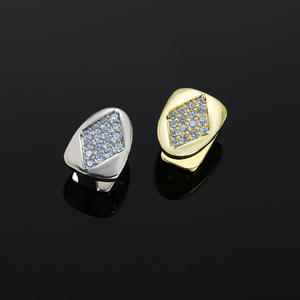 Grillz Diamant Géométrique de Qualité Supérieure, Plaqué Argent, Taille Ronde Brillante, Sertissage à Griffes, Bijou Dentaire Unisexe Glamour d'Inde - Product Image 3