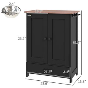 Mobiletto Nero per Alimenti per Cani con Ciotole Rialzate, Pannello Regolabile e Ganci - Stazione di Alimentazione per Cani di Taglia Media - Product Image 3