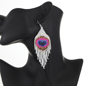 เมล็ดลูกปัดหลากสีสำหรับผู้หญิงต่างหูแบบห้อยประดับด้วยพู่ห้อยเครื่องประดับลูกปัดหลายสี - Product Image 6