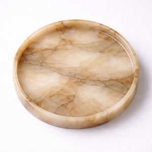 Bandeja de Servir de Resina con Efecto Mármol Marrón, Diseño Redondo para Mesa de Cocina, Comedor y Decoración del Hogar - Product Image 2