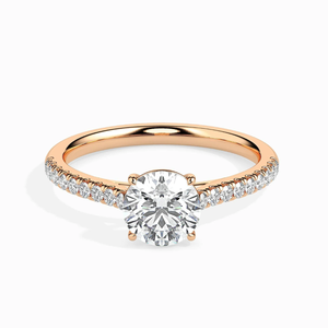 Bague de fiançailles solitaire pour femme avec diamant de laboratoire rond brillant de 2 carats et accents latéraux, en or 14 carats, certifiée IGI, bijoux fins tendance - Product Image 1