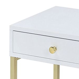 White and Brass 1 <b>Drawer</b> Console <b>Table</b> <b>Side</b> <b>Table</b> with Elegant Design - Product Image 3