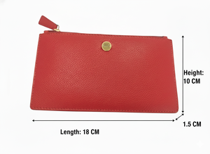 WRIZA กระเป๋าสตางค์ผู้หญิงหนังวัวสีแดงหรูหรา |   ดีไซน์เพรียวบางกะทัดรัด ช่องใส่การ์ด 7 ช่อง ป้องกัน RFID |   ผ้าลินินพรีเมียมสำหรับงานปาร์ตี้และการเดินทาง - Product Image 2