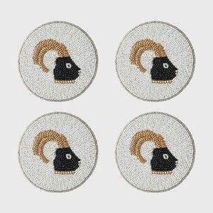 Round <b>Beaded</b> <b>Coaster</b> Blue White Star Design Traditional Chinese Style Durable Textile Promotional Use - Product Image 2