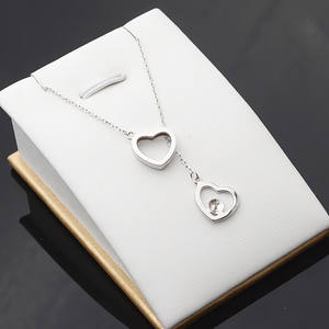 S925 <b>Silver</b> Pendant <b>Necklace</b> for Women Double <b>Heart</b> & Headset Chain with 5-6.5 Pearl Empty Tray Fashionable DIY Accessories - Product Image 5